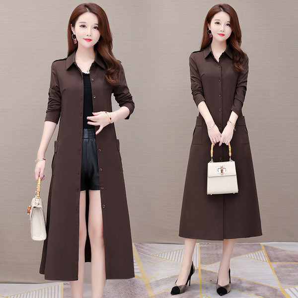 Palton lung de dama eleganta model slim cu nasturi