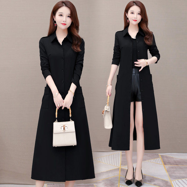 Palton lung de dama eleganta model slim cu nasturi