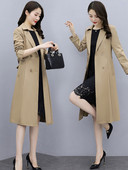 Palton lung de dama cu curea bej