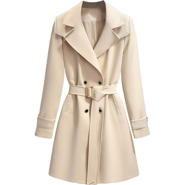 Moderan ženski kratki kaput jednobojnog modela s remenom