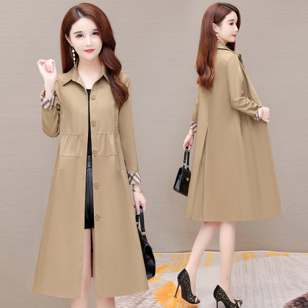 Model actual de palton subțire de damă cu nasturi și buzunare