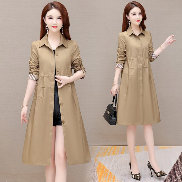 Model actual de palton subțire de damă cu nasturi și buzunare