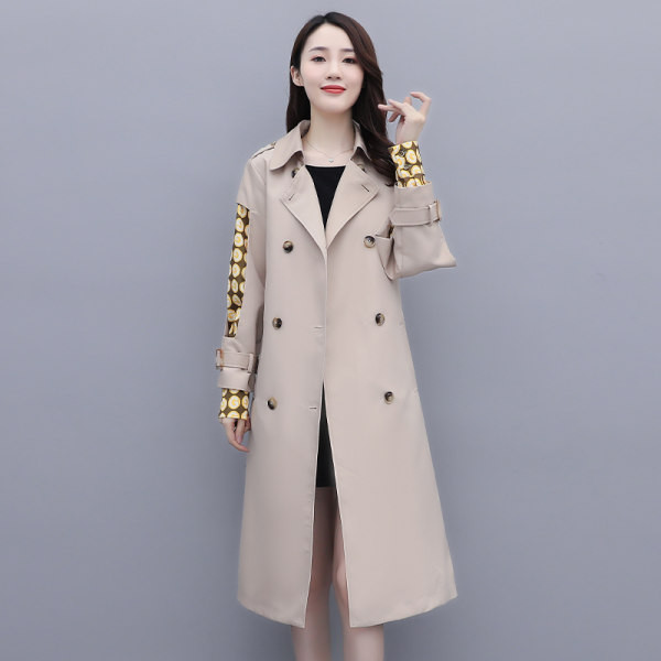 Palton lung de dama cu centura si nasturi in doua culori