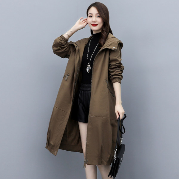 Ženski casual tanki kaput s patentnim zatvaračem i kapuljačom