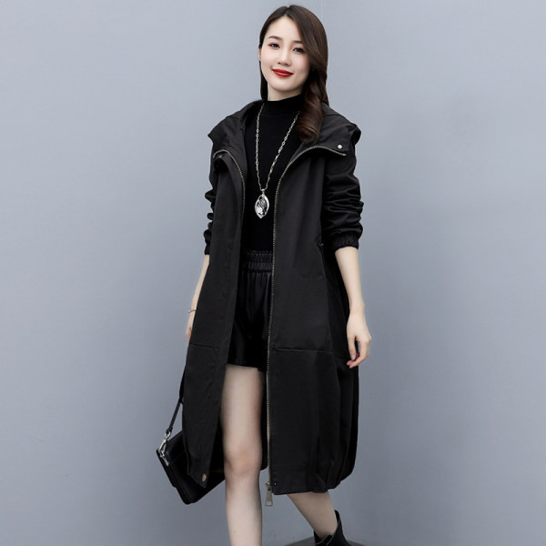 Ženski casual tanki kaput s patentnim zatvaračem i kapuljačom