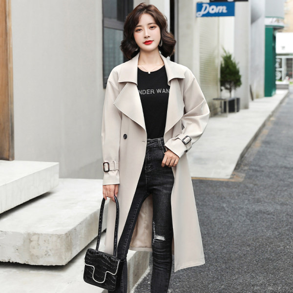 Ženski dugi kaput sa remenom u tri boje