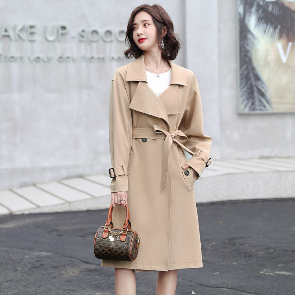 Ženski dugi kaput sa remenom u tri boje