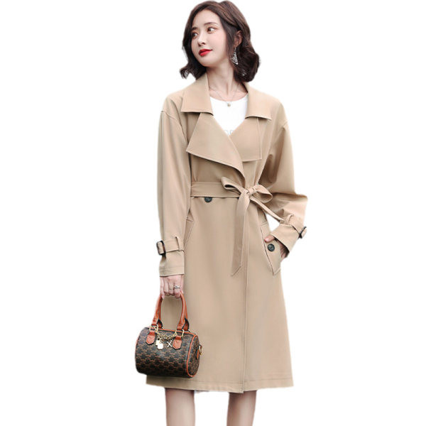 Ženski dugi kaput sa remenom u tri boje