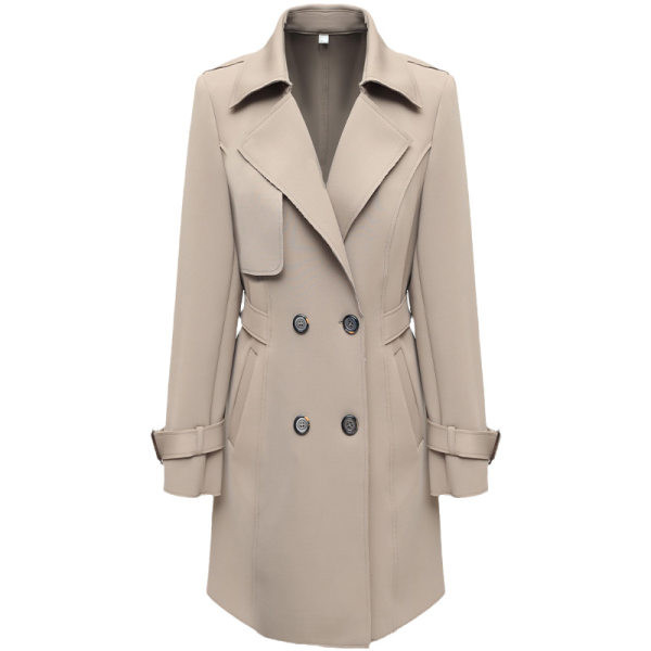 Ženski moderan kratki kaput s gumbima i džepovima