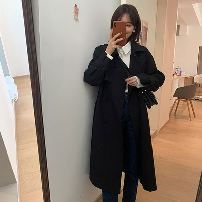 Moderan ženski dugi tanki kaput s remenom