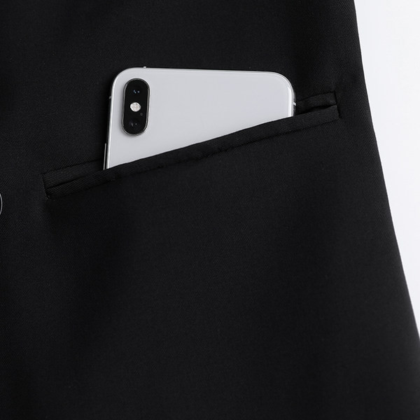 Stiilne naiste õhuke taskutega mantel musta värvi