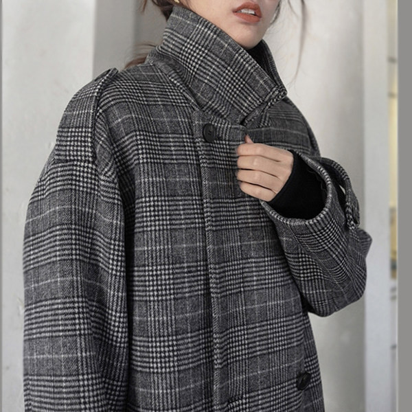 Palton lung de dama cu nasturi de culoare gri