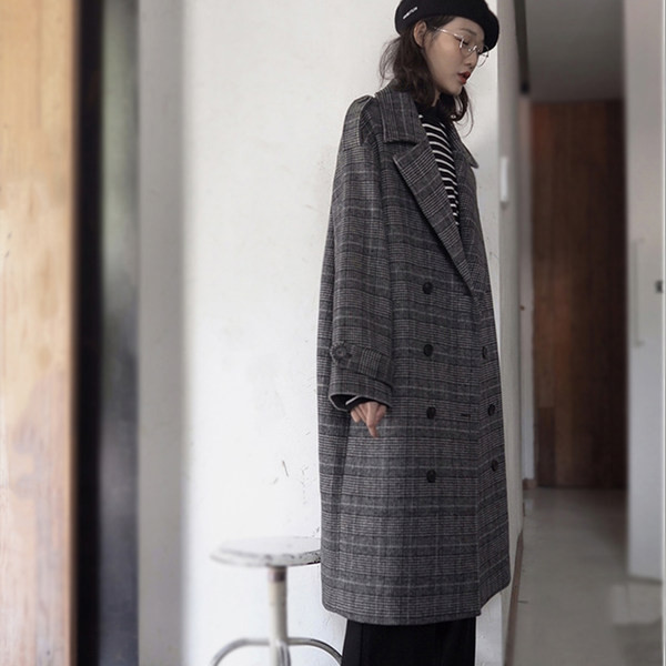 Palton lung de dama cu nasturi de culoare gri