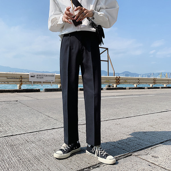 Ανδρικό casual ίσιο παντελόνι σε μαύρο χρώμα