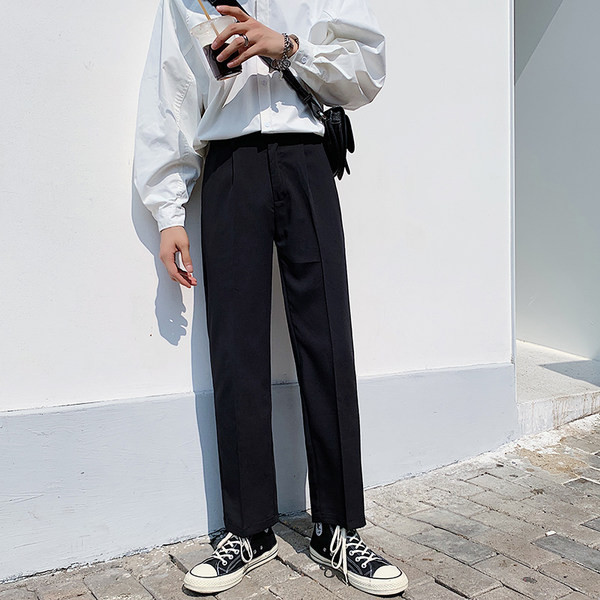 Ανδρικό casual ίσιο παντελόνι σε μαύρο χρώμα