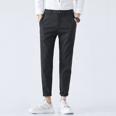 Sportsko-elegantne muške hlače s džepovima u sivoj i crnoj boji