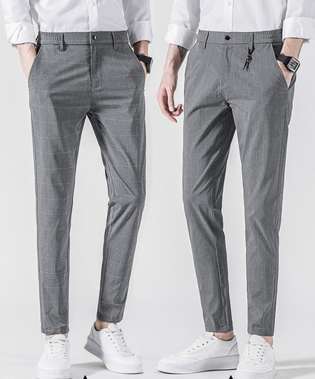 Sportsko-elegantne muške hlače s džepovima u sivoj i crnoj boji