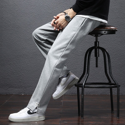 Ležerne muške hlače s džepovima - ravni model