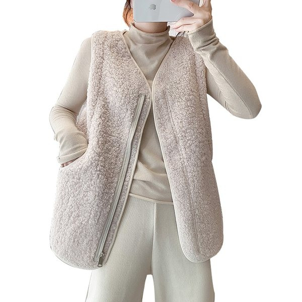 Uue mudeli naiste plüüsvest V-kaelusega