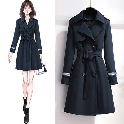 Palton lung de dama cu centura si nasturi in mai multe culori