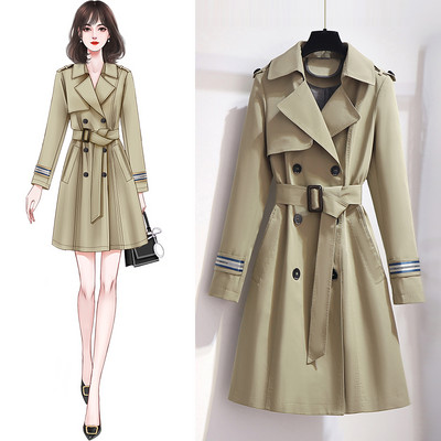 Palton lung de dama cu centura si nasturi in mai multe culori