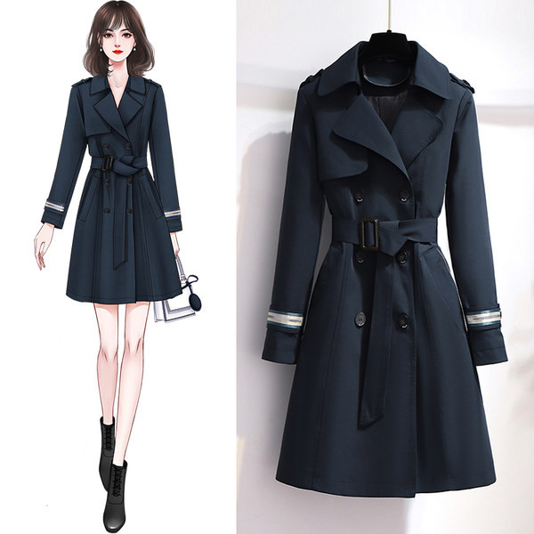 Palton lung de dama cu centura si nasturi in mai multe culori