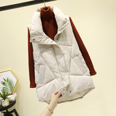 Vesta casual de dama cu buzunare cu guler inalt si fermoar si nasturi