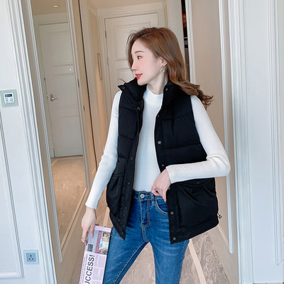 Vesta de dama model lat cu buzunare si guler inalt