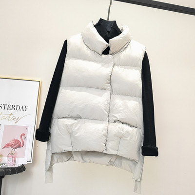 Ženski prsluk s visokim ovratnikom jednobojni model