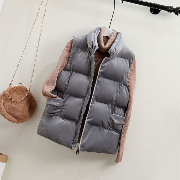 Vesta de dama model nou din catifea cu buzunare