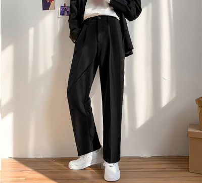 Pantaloni drepti pentru barbati cu talie elastica si buzunare