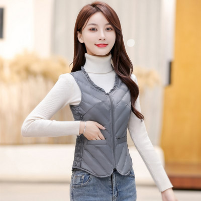 Vesta de dama cu decolteu oval si fermoar