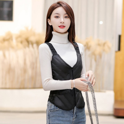 Vesta de dama cu decolteu in V si inchidere cu fermoar