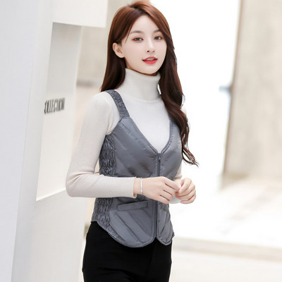 Vesta de dama cu decolteu in V si inchidere cu fermoar