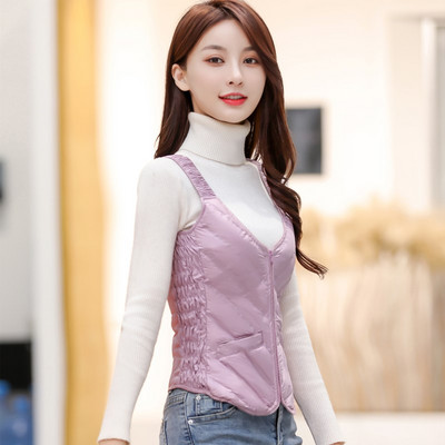 Vesta de dama cu decolteu in V si inchidere cu fermoar