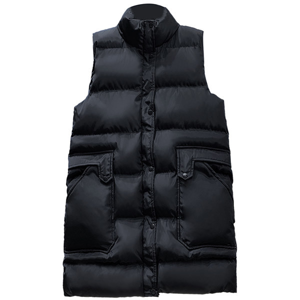 Vesta toamna-iarna cu lungime medie si buzunare mari