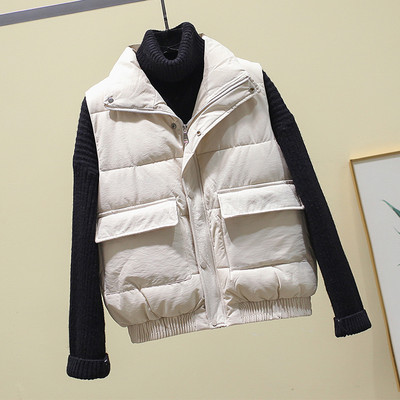 Γυναικείο casual γιλέκο με κουμπιά με ψηλό γιακά και φερμουάρ