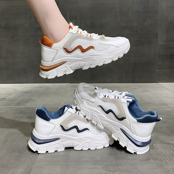 Tenisi dama in doua culori cu talpa plata