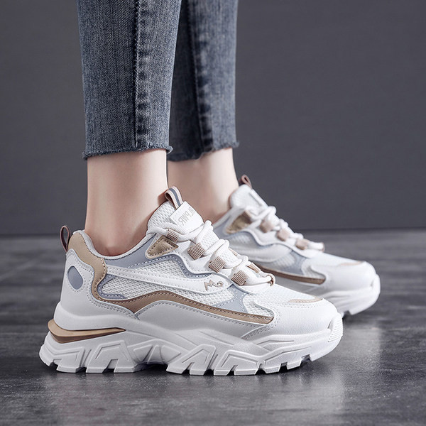 Ženske tenisice sa visokim ravnim potplatom u dvije boje