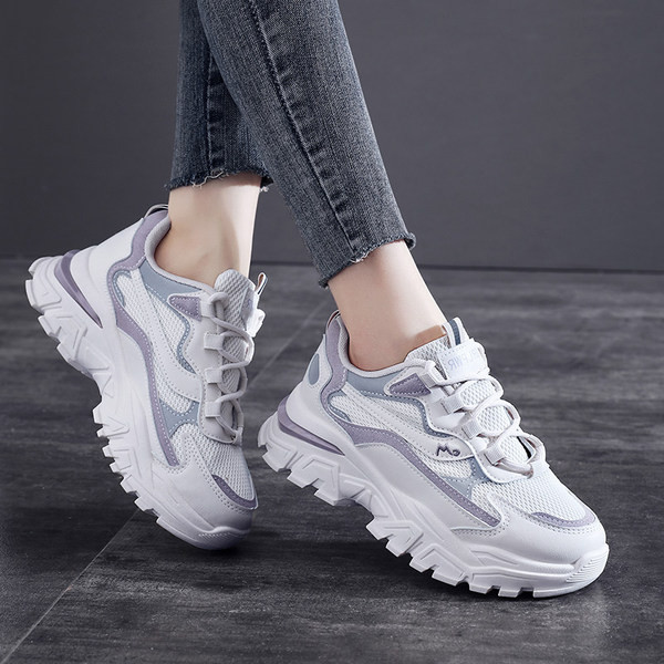 Ženske tenisice sa visokim ravnim potplatom u dvije boje