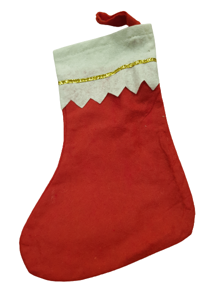 Коледна декорация , Коледен чорап с Дядо Коледа, Червен, 34x17 см.