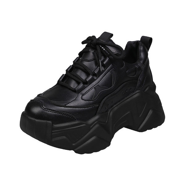 Ležerne ženske tenisice jednobojni model s visokim ravnim potplatom