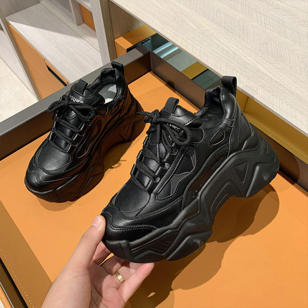 Ležerne ženske tenisice jednobojni model s visokim ravnim potplatom