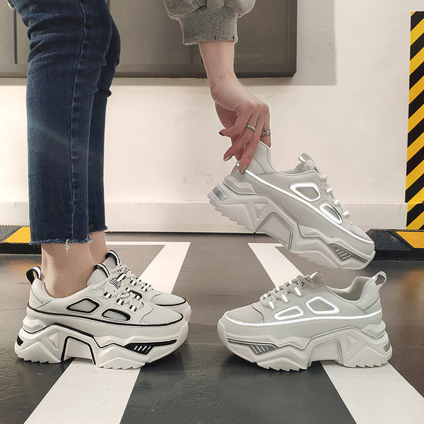 Adidasi moderni de dama cu talpa inalta din piele ecologica