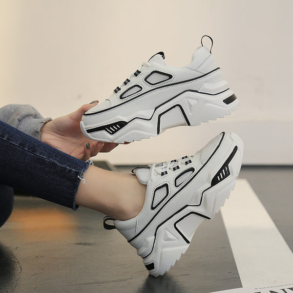 Adidasi moderni de dama cu talpa inalta din piele ecologica