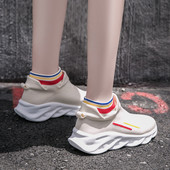 Tenisi dama textile cu talpa inalta