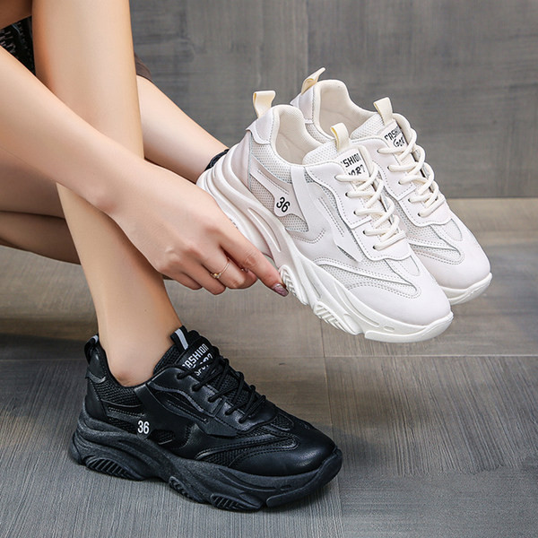 Tenisi cu talpa inalta in doua culori pentru femei