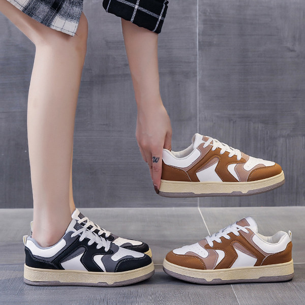 Adidasi de dama cu sireturi in maro si negru