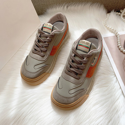 Tenisi dama cu sireturi in doua culori