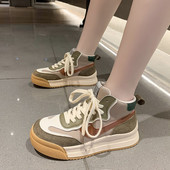 Tenisi dama din piele intoarsa artificiala si sireturi - doua culori